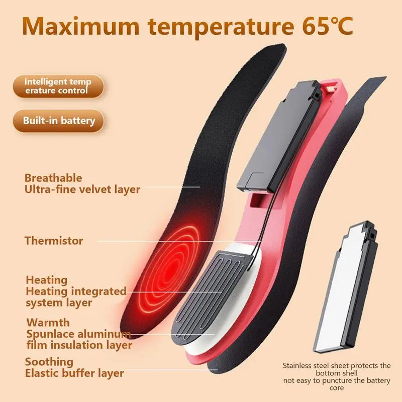 Men Women Heated Insoles With 3500Mah Rechargeable Battery Wireless Remote Controlled Temperature Heating Insoles Foot Warmer