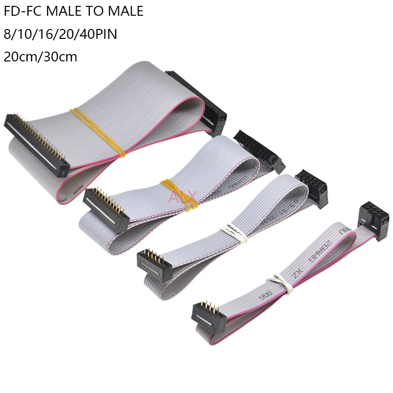 2 SZTUK FC-FD DC4 2.54MM złącze męskie do żeńskie 8/10/16/20/40 PIN 20CM 30CM Płaska wstążka KABEL DO PŁYTÓWEK IDC BOX HEADER