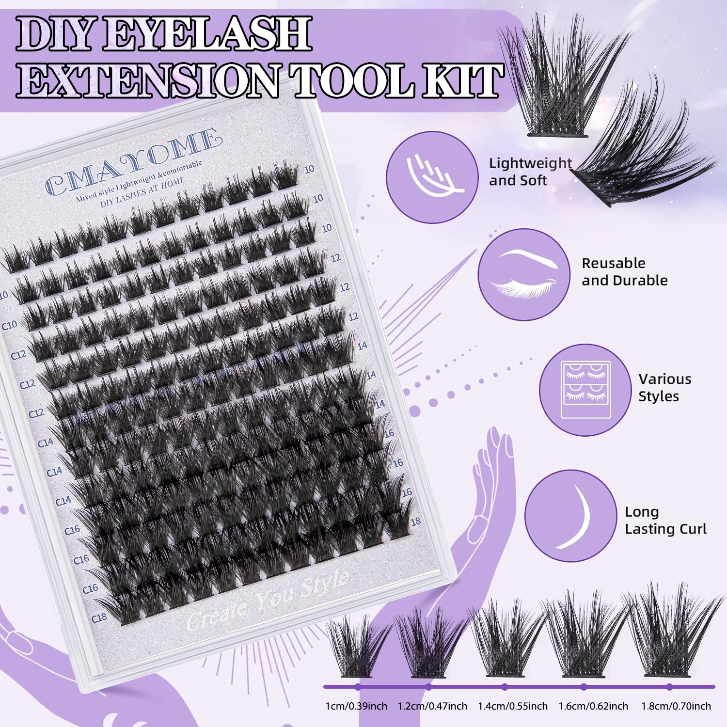 5Pcs Set DIY False Eyelash Set Hot Melt High-capacity Natural Dense Beauty Makeup Gift Set For Women