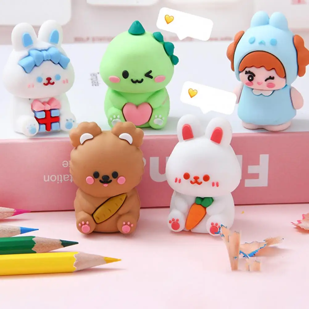 Cartoon Pencil Sharpener Adorable Mini Pencil Sharpener with Portable Pen Cutter Kids School