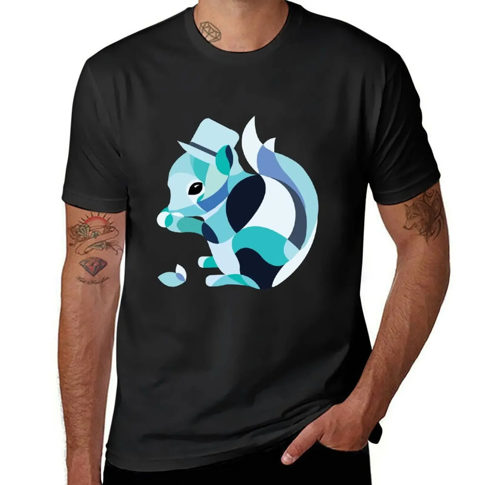 

Blue Squirrel T-Shirt oversized summer clothes vintage t shirt men