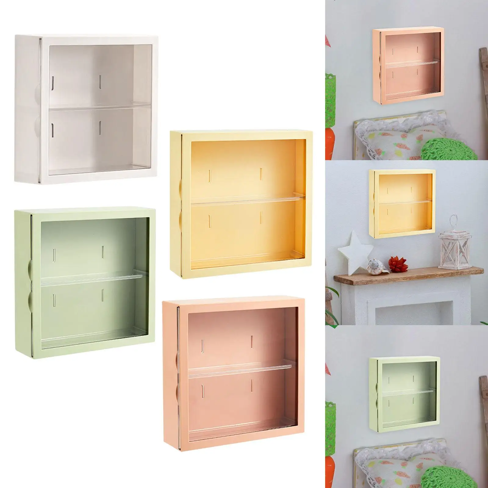 2-layer Transparent Showcase Dust- Display Case Storage Box Wall-mounted