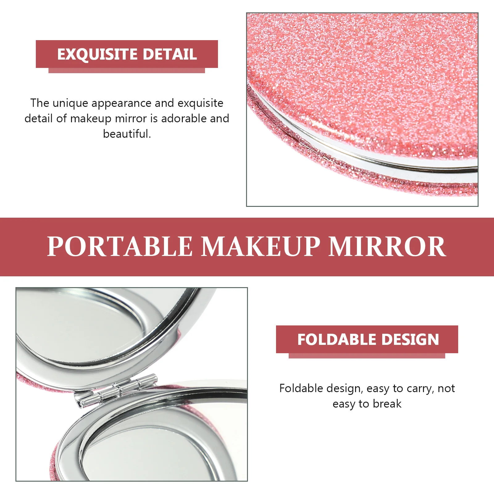 Miroir Compact, 2 pièces, Adorable, beau petit miroir à main pour les voyages d'affaires en intérieur et en extérieur, petits miroirs à main, Mini miroirs
