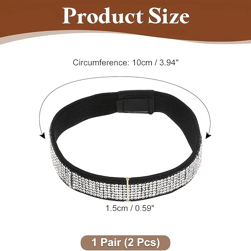 1 Pair (2-pack) of Anti-slip, Anti-slip-off Heel Accessories for Women; Adjustable, Elastic Rhinestone Shoelaces;