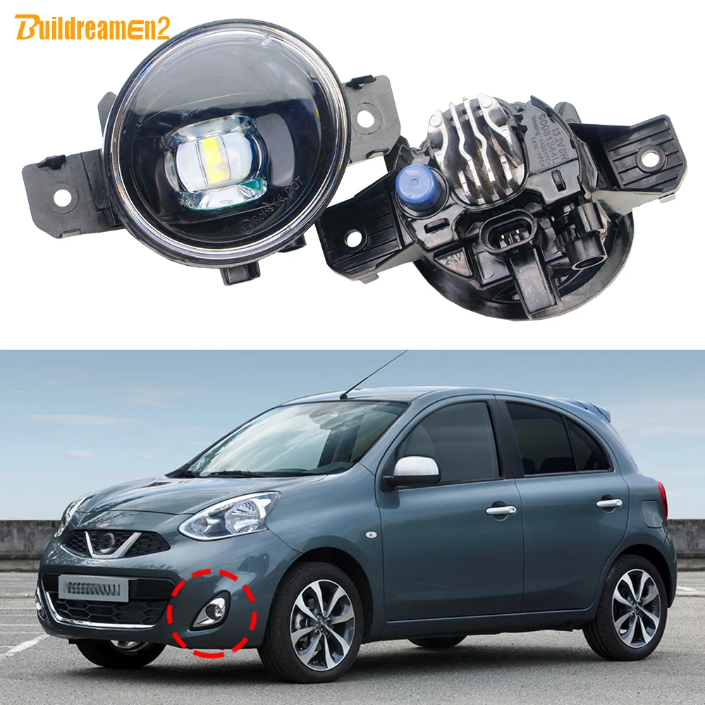 2 X 30W Car Right + Left LED Fog Light Assembly Daytime Running Lamp H11 12V For Nissan Micra March 4/IV K13 2010-2016 2021-2023