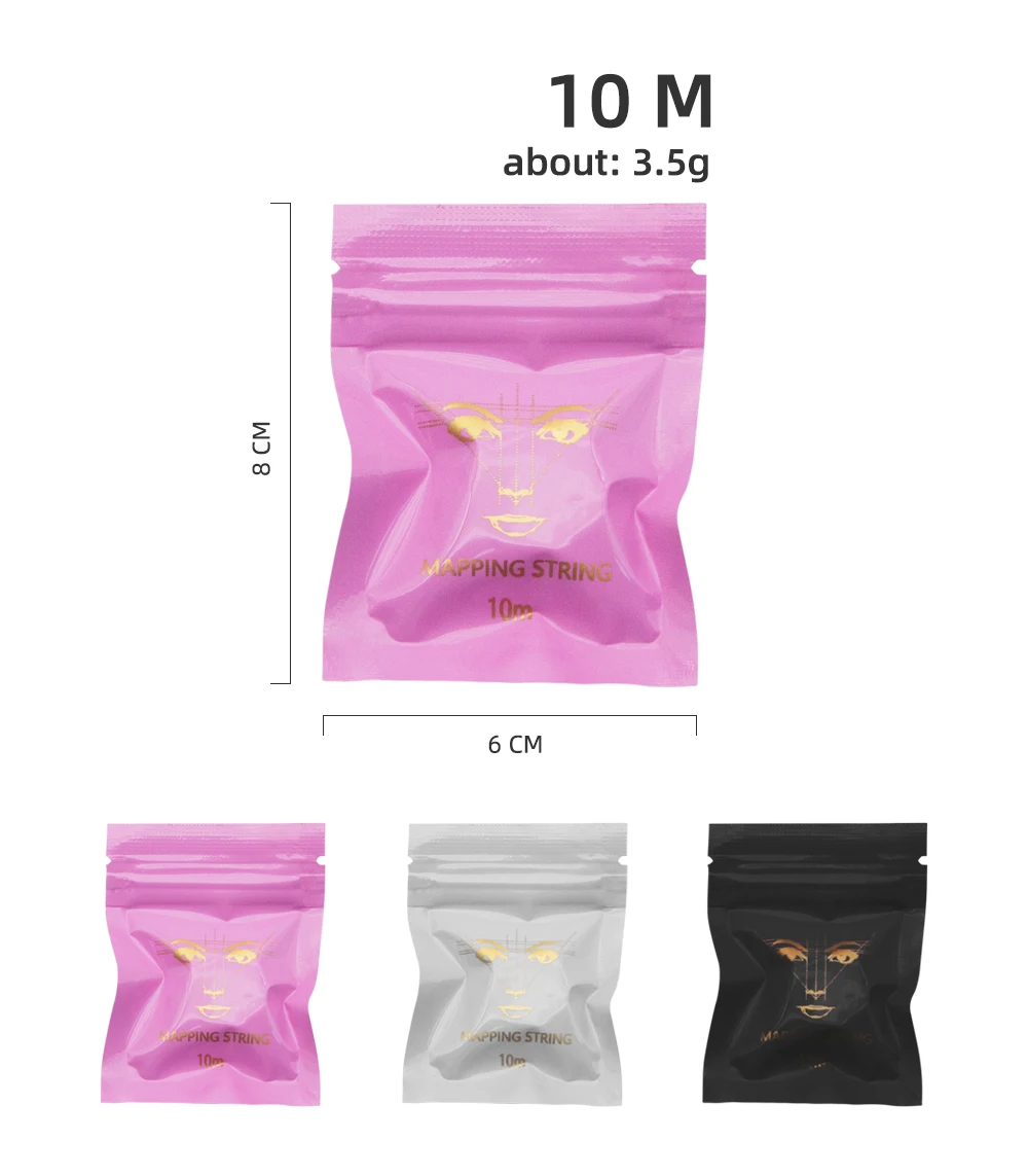 Picture 3: 10M Pink Microblading Mapping Pre-Ink String for Makeup Eyebrow Dyeing Linen Thread Semi Permanent Positioning Measure Tool