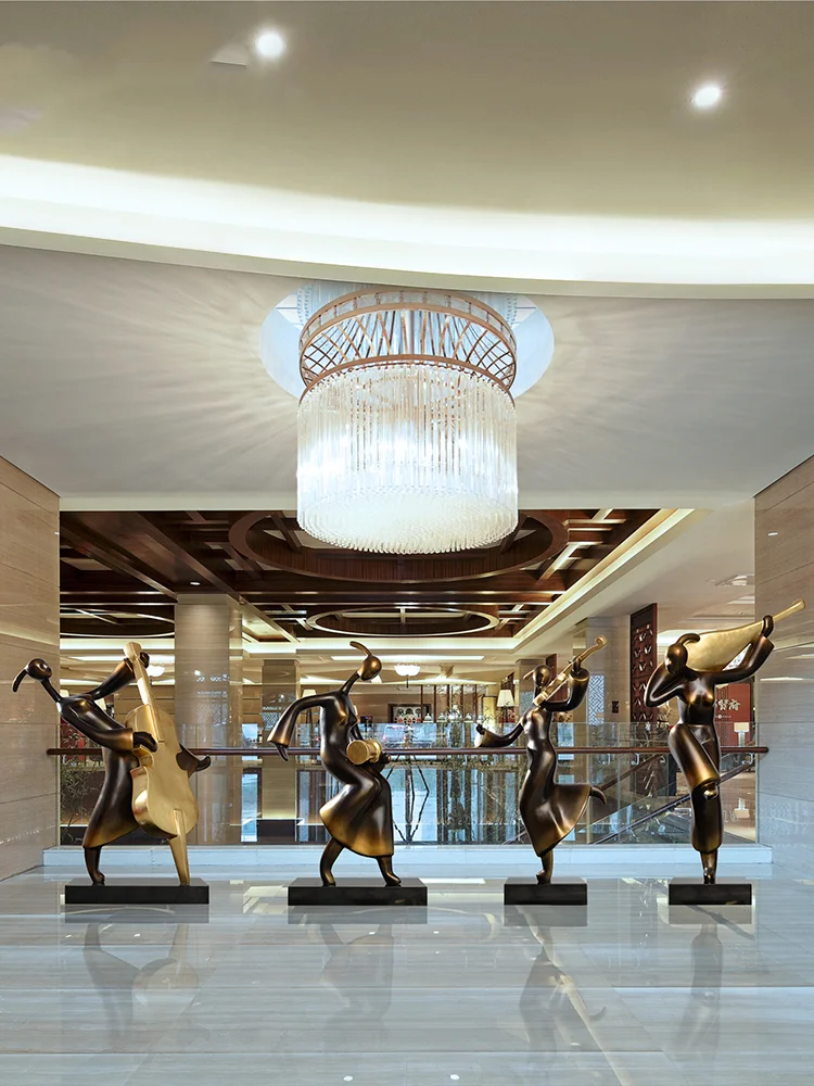 Modern creative music character decorations. Hotel lobby welcome character sculptures