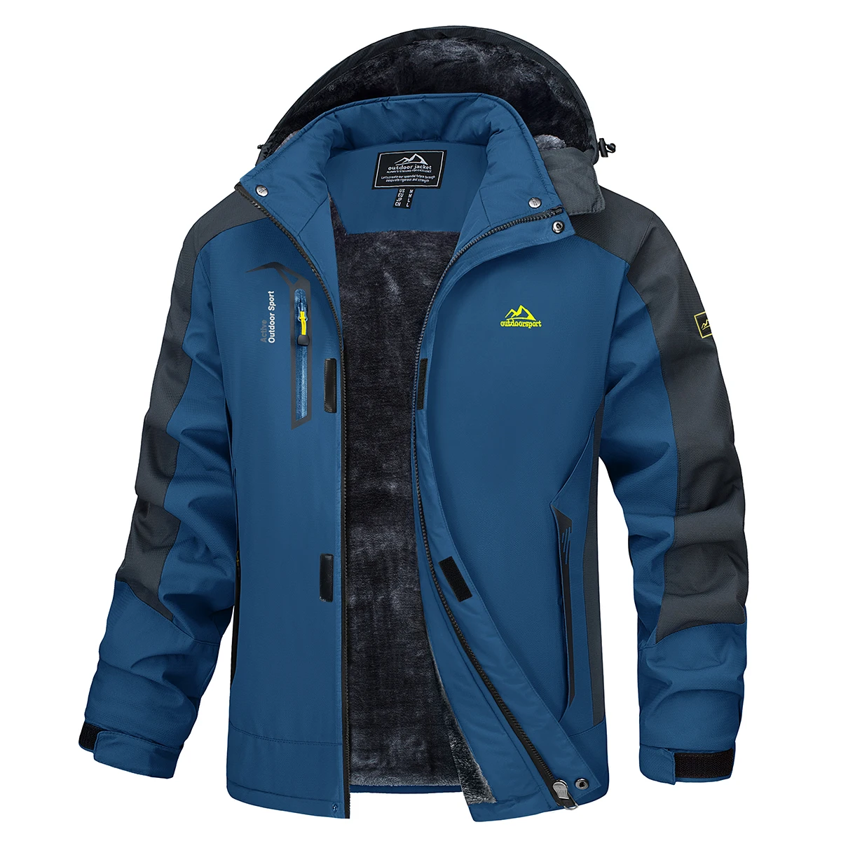 MAGCOMSEN Men's Ski Jacket Winter Warm Wool Parka Warm Thick Coat Windproof Rainproof Snowproof Hiking Men's Snowboard Jacket