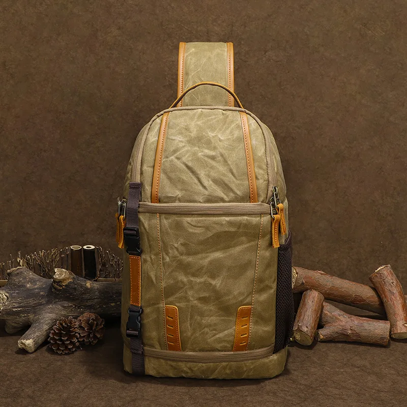 

Canvas single-shoulder photography bag, triangular single-lens reflex camera bag, inner lining trendy crossbody bag