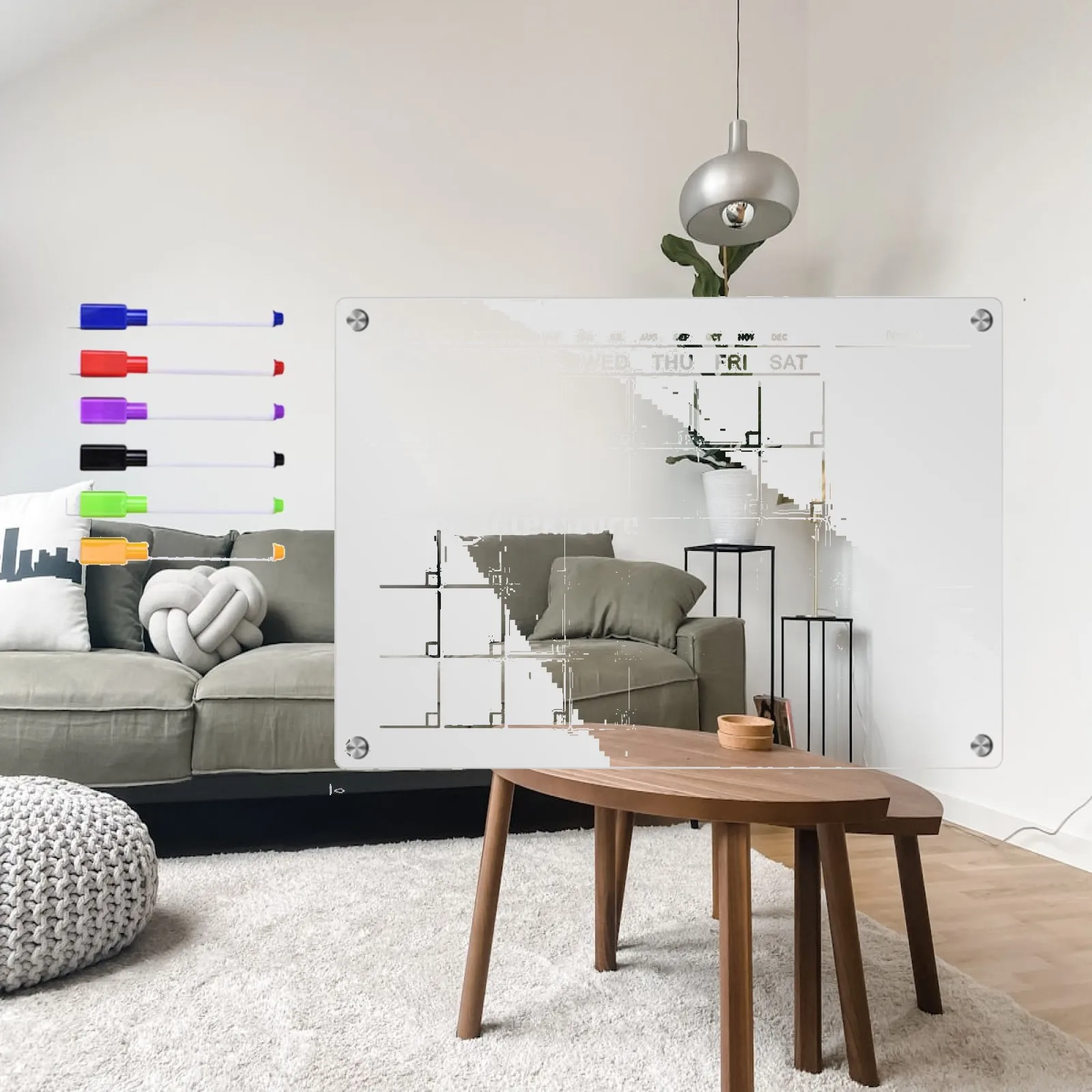 Dry Erase Board for Fridge, Weekly Calendar, Clear Acrylic Memo Reminder Fridge Calendar for Family, Home, Kitchen