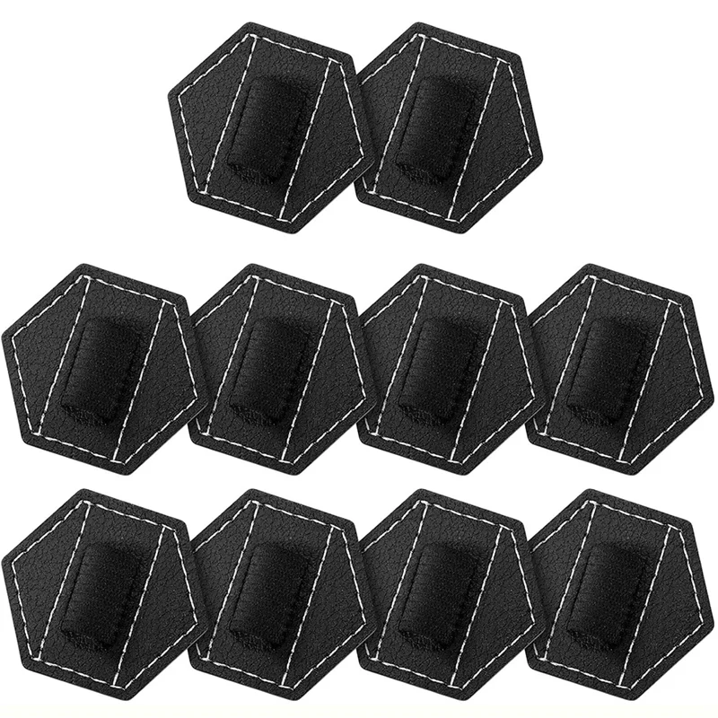 10 PCS Self Adhesive Pen Holders Black About 4.5X4cm For Notebook Hexagon Elastic Journal Pen Holders Loop Holders