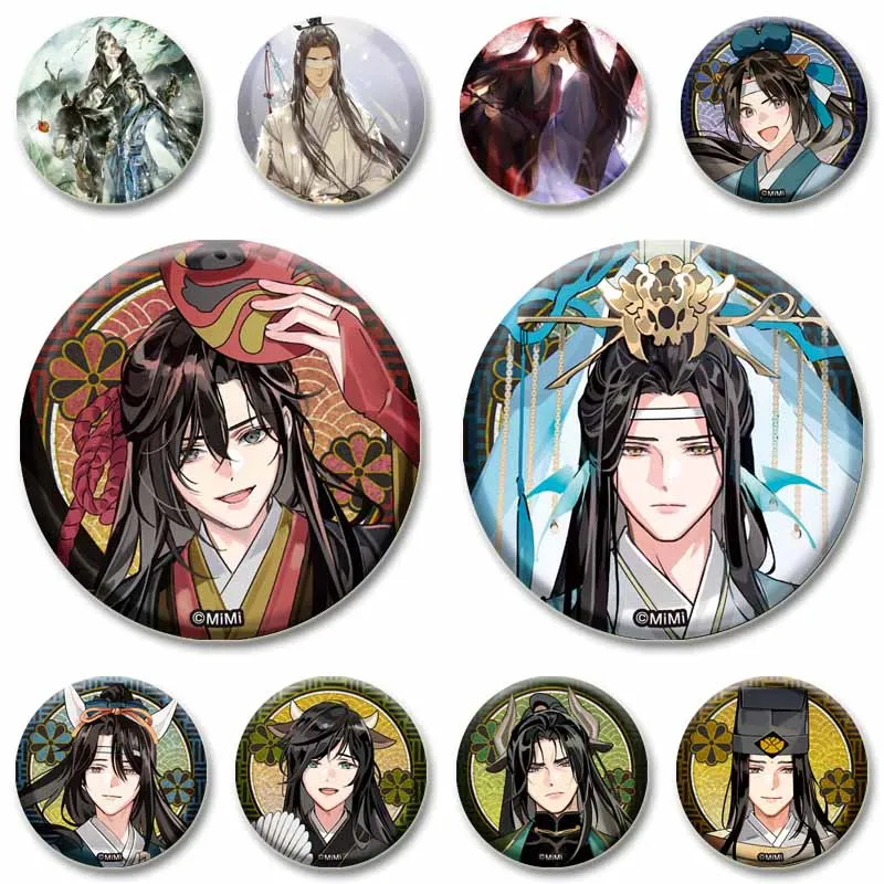 44/58mm Anime Mo Dao Zu Shi Brooches on Backpack Cartoon Coplay Badge Wei Wuxian Lan Wangji Cute Enamel Pins Jewelry Accessories