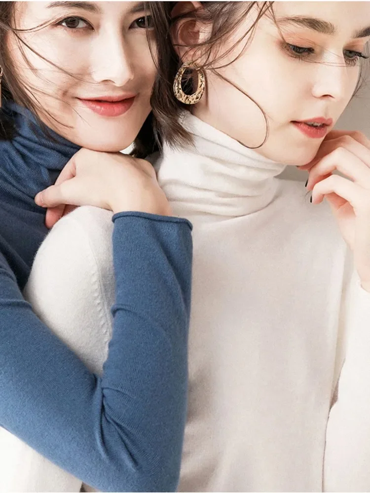 Korea swetry damskie z golfem jesienno-zimowy sweter sweter z dzianiny z długim rękawem damskie swetry topy miękki sweter Pull Femme