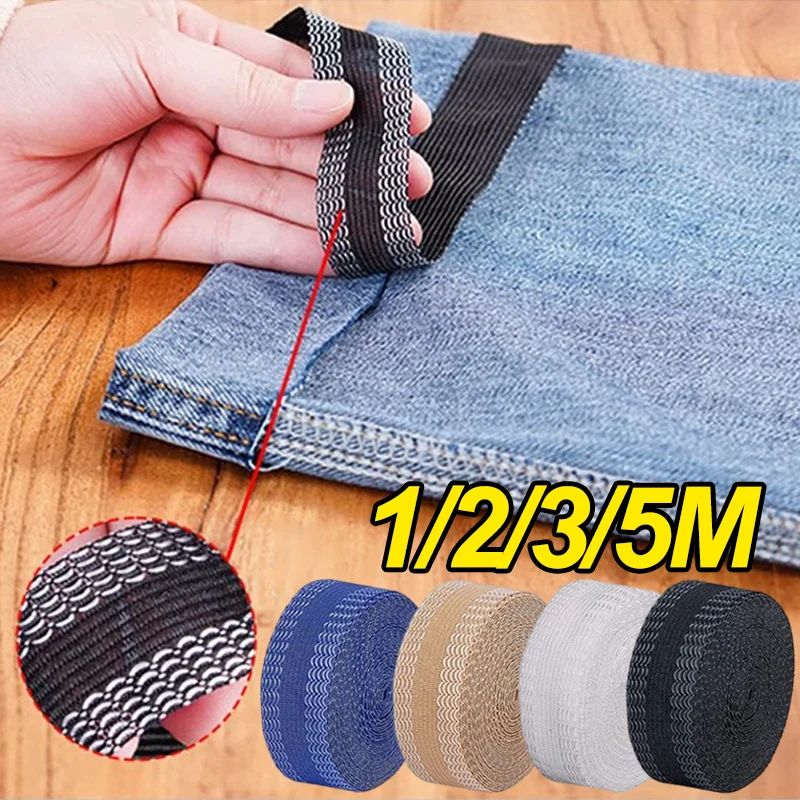 3/5M דביק מכנסיים מכפלת ברזל-על מכפלת מכנסיים קצה לקצר קלטת מכנסיים פה להדביק בד ג 'ינס הלבשה DIY תפירת משלוח תיקון
