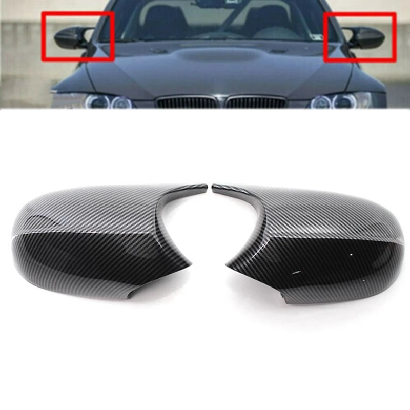 1 conjunto de guarnição para espelho lateral de carro para BMW Série 3 E90 E91 E92 2008-2013 51167205292   Padrão de fibra de carbono