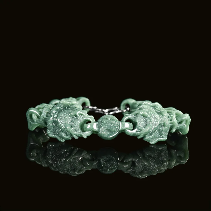

Green Myanmar Jadeite Dragon Bracelet Talismans Gifts for Women Bangle Natural Jade Real Jewelry Luxury Amulet Designer Fashion