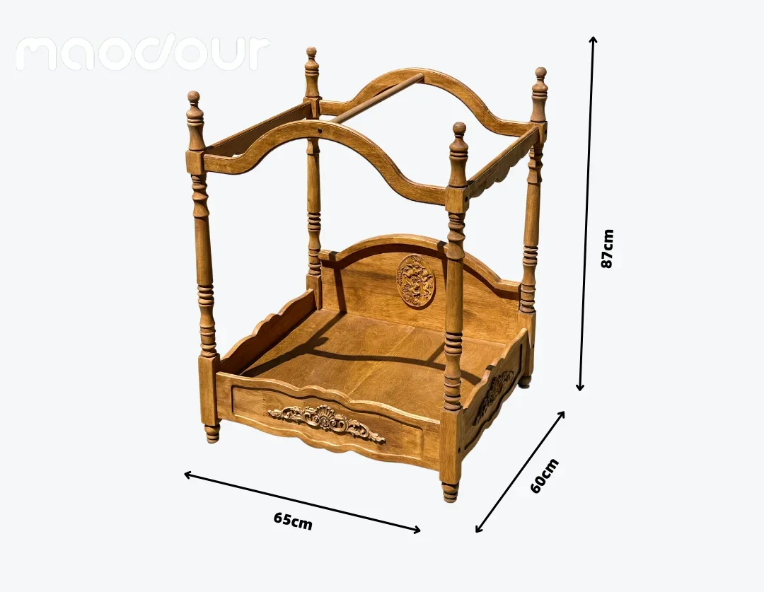 Newborn Photography French Vintage Solid Wood Bed Baby Shooting Props Handmade Carving Wooden Posing Crib with Retro Photoshoot