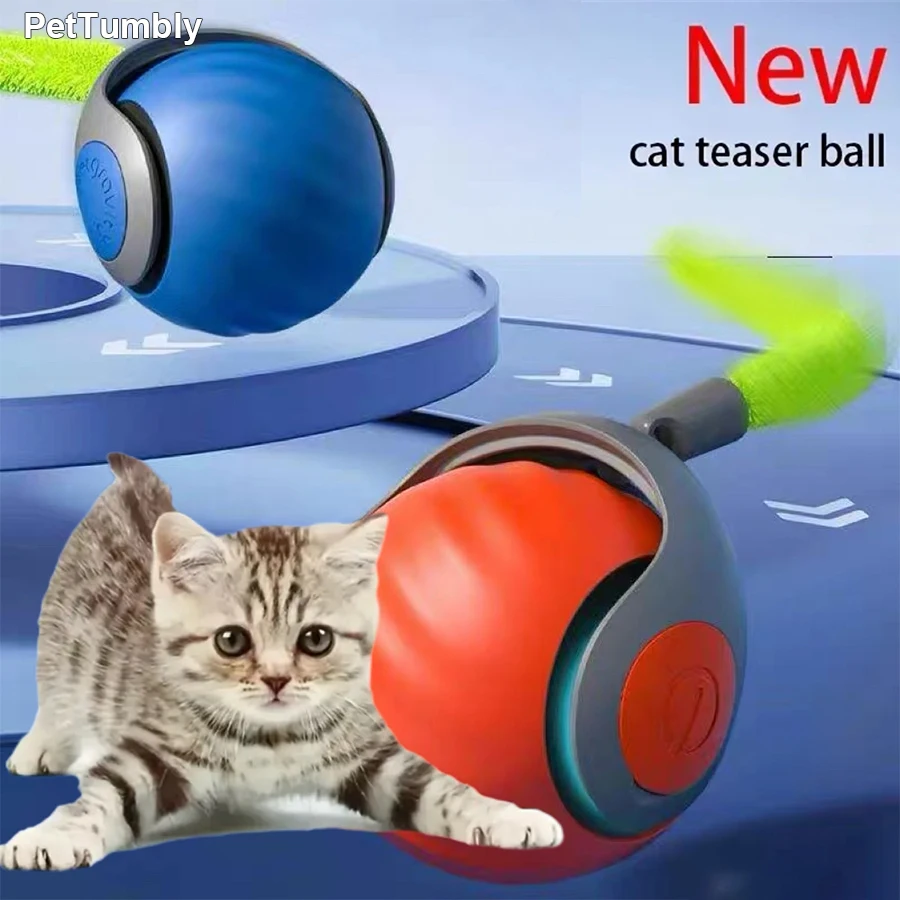 Balle interactive pour chat, jouet automatique pour animaux de compagnie, rechargeable par USB, avec queue qui bouge, intelligente, adaptée aux chats et aux chiots