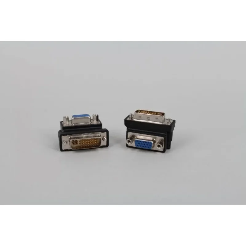 DVI Male To VGA Female 90 Elbow Adapter VGA To Male To Female DVI (24+5) Connector Connected To Computer HD