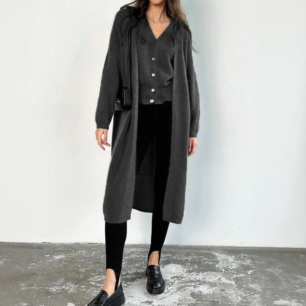 

Women's Casual Sleeveless V-Neck Cardigans Long Plain Sweater Vests for Autumn Daily Wear