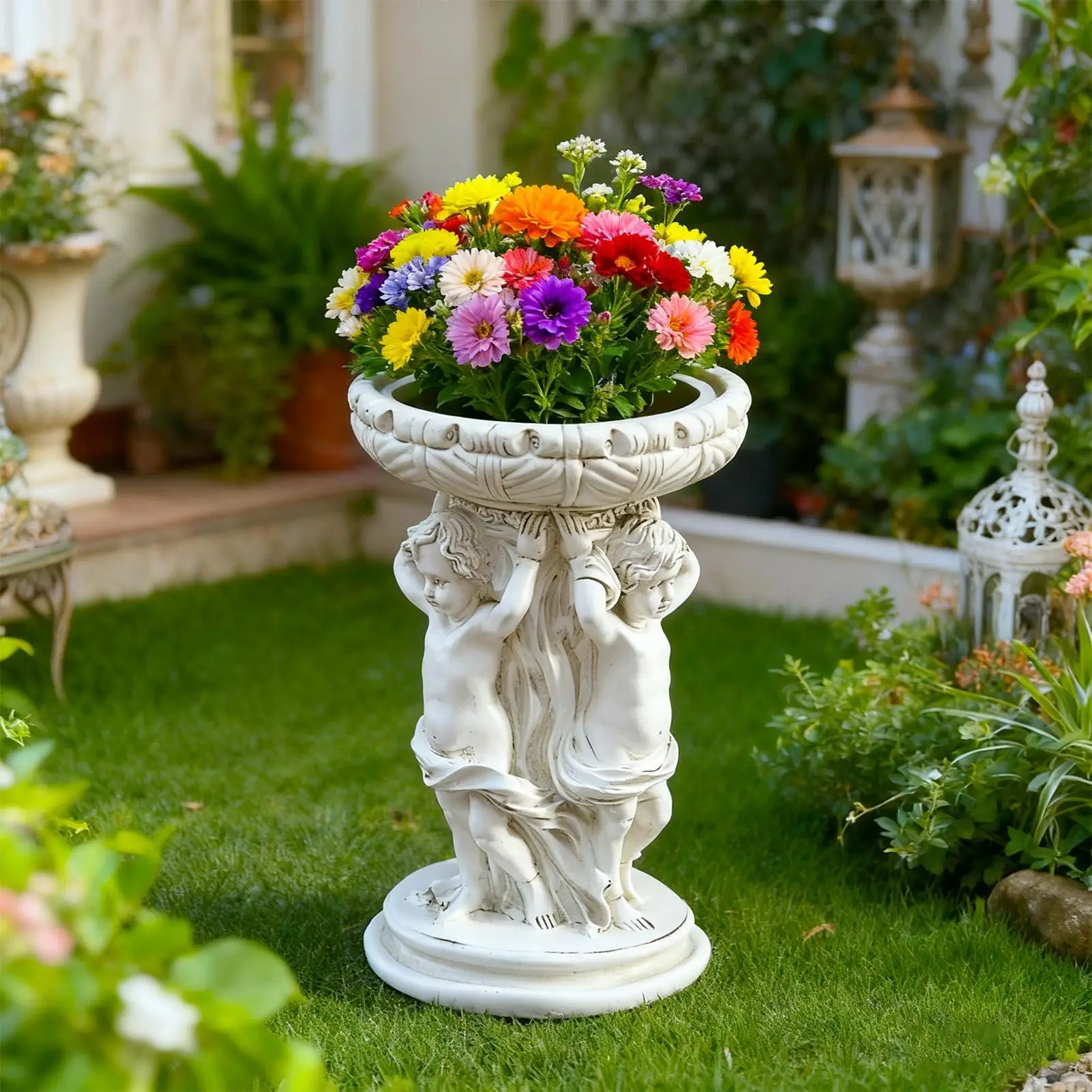 

Flower Pot Resin Retro Decor Angel Statue Container Vintage Planter Pot Garden Statues for Outdoor Yard Patio Garden Porch