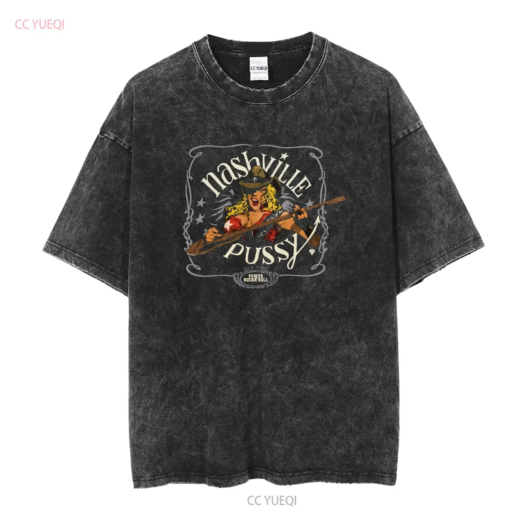 ناشفيل كس 90s تي شيرت قطن أسود للرجال مقاس S إلى 5XL BE990 عتيق مغسول قابل للتنفس موضة جرافيك ممتدة