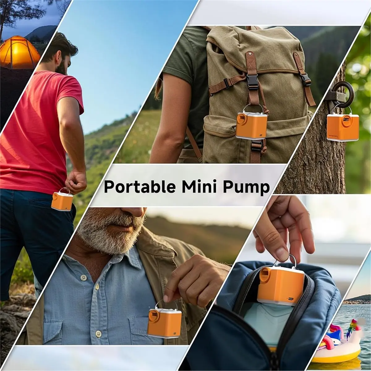 

Портативный воздушный насос T22C с фонариком для кемпинга, перезаряжаемый, 2400 мАч, мини-насос для надувных матрасов, плавательных кругов, спальных ковриков