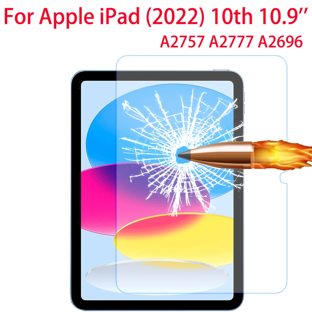 Закаленное стекло 9H для Apple iPad 10-го поколения 10,9 дюймов 2022 A2757 A2777 A2696 Защитная пленка для экрана iPad 10th 10,9