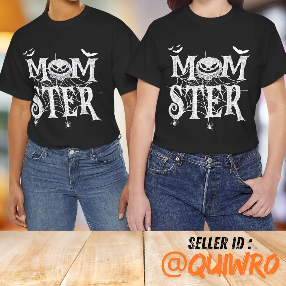 Momster Funy Halloween Shirt for Mom Monster Pumpkin Mommy T-Shirt