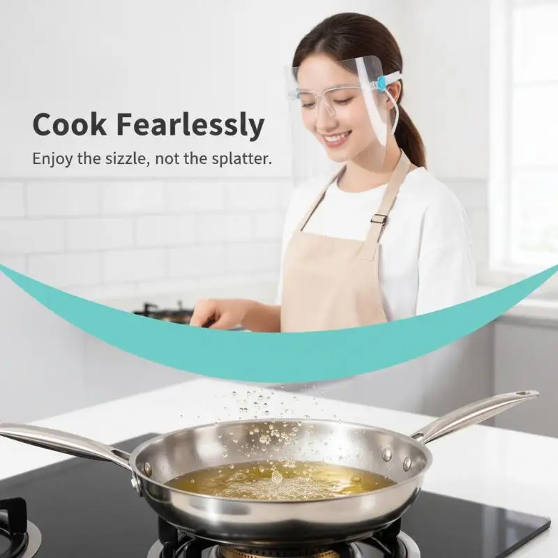Face Shield Transparent Full Face Cover Safety Protective Film Tool Anti-Oil Anti-Fog Kitchen House Clean Dust Proof Mask