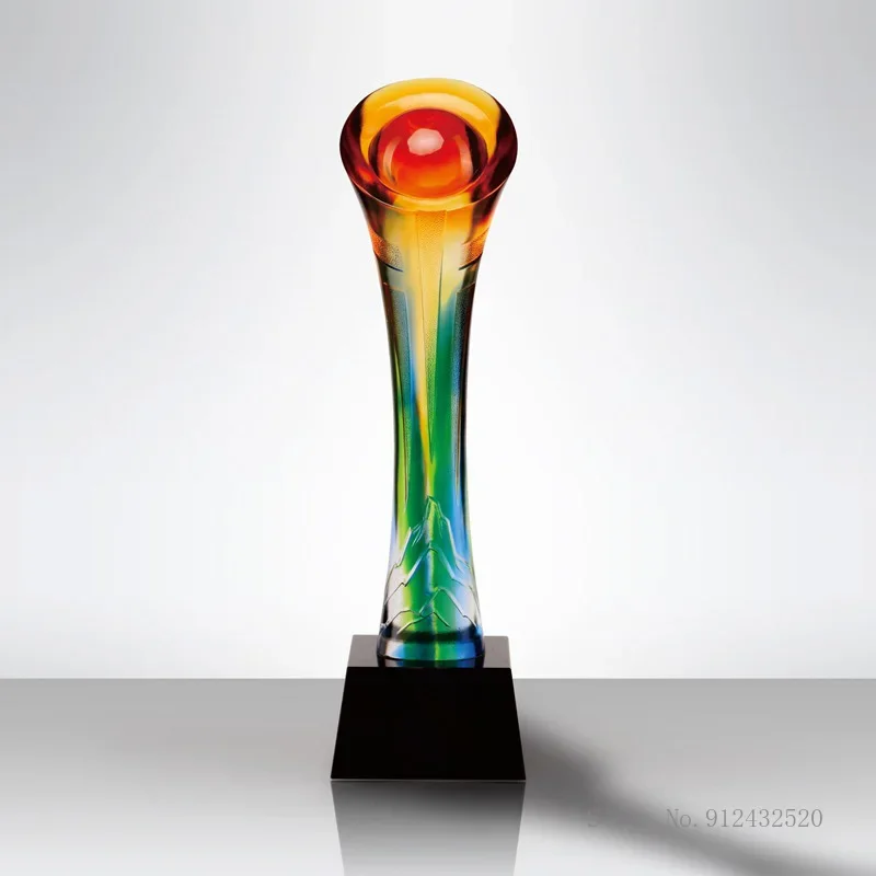 Customized Champion Crystal Trophy, Liuli Trophy, Excellent staff, annual meeting Award, prizes, Home Decorations, New, 1Pc