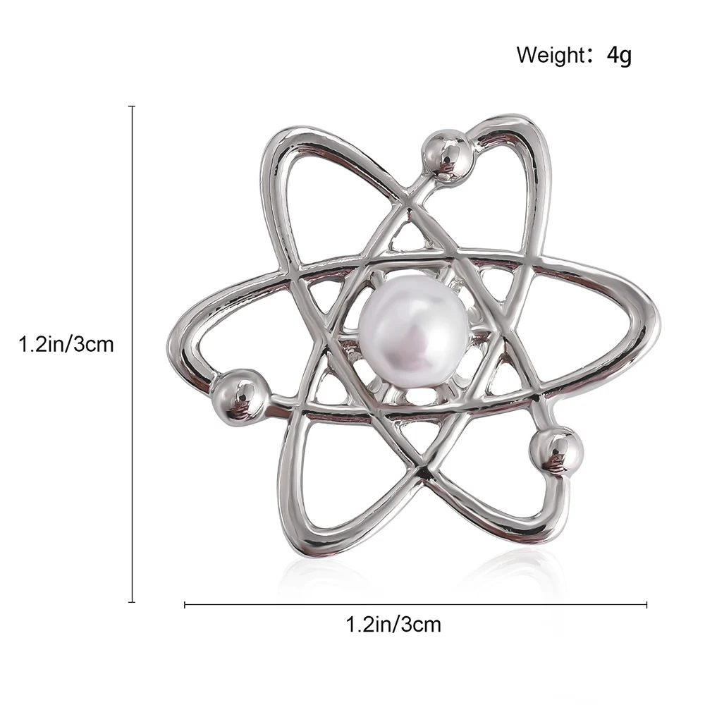 Atomic Pearl Enamel Brooch  Simple Atomic Structure Badge Suitable As A Gift For Science And Chemistry Teachers And Students