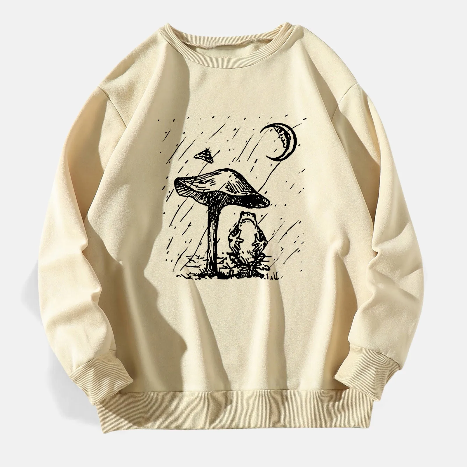 Vintage Hoodies 2024 Autumn Mushroom Cartoon Print Hoodie Women Loose Pullover Sweatshirts Harajuku O-neck Long Sleeve Top