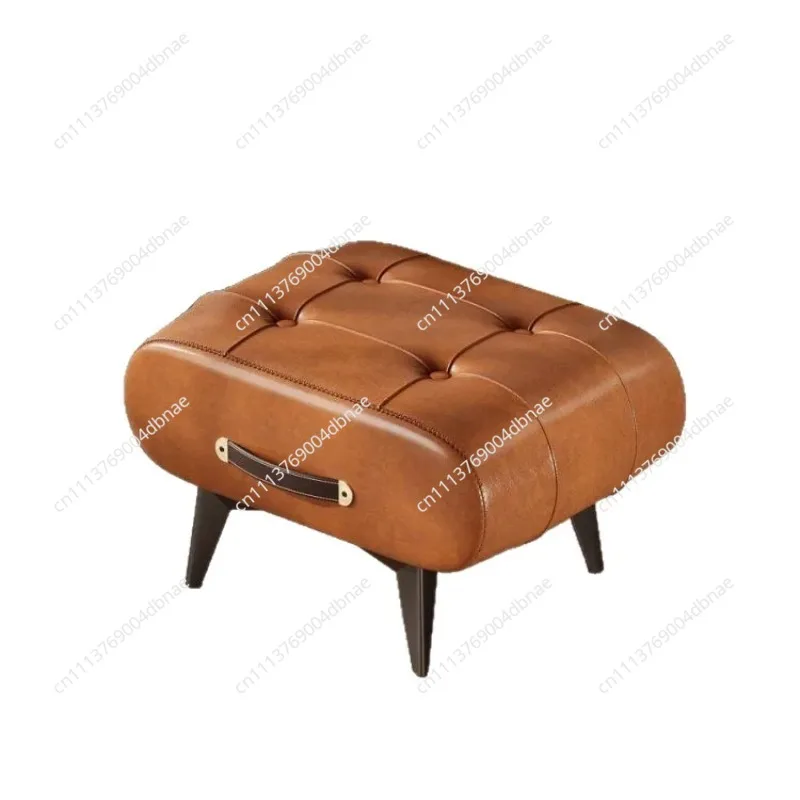 Luxury High-End Leather Low Stool for Home Living Room Sofa Foot Pedal Coffee Table Shoe Change Small Stool Decor