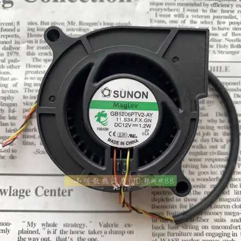 SUNON GB1206PTV2-AY 터보 송풍기 프로젝터 냉각 선풍기, 60mm 6025, 60x60x25mm, 12V