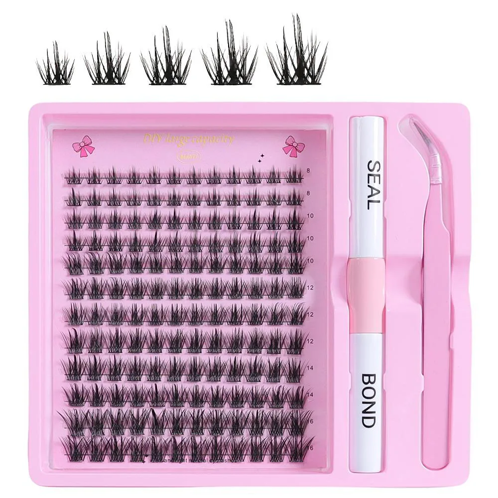 False mascara glue set 144 clusters of eye black set, puffy and thick 144 pieces of 3D effect mascara set DIY eye black set