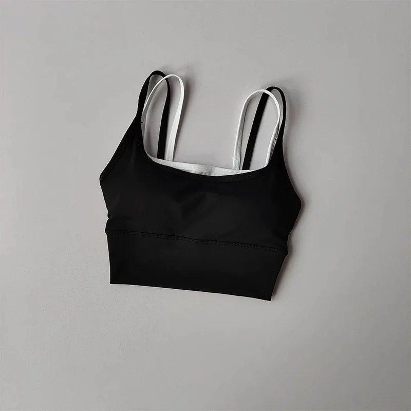 Sommer-Yoga-Sport-BH für Damen, Farbblockierung, stoßdämpfende, geraffte Brustgurte, schnell trocknende Anti-Durchhang-Weste – Detail 18