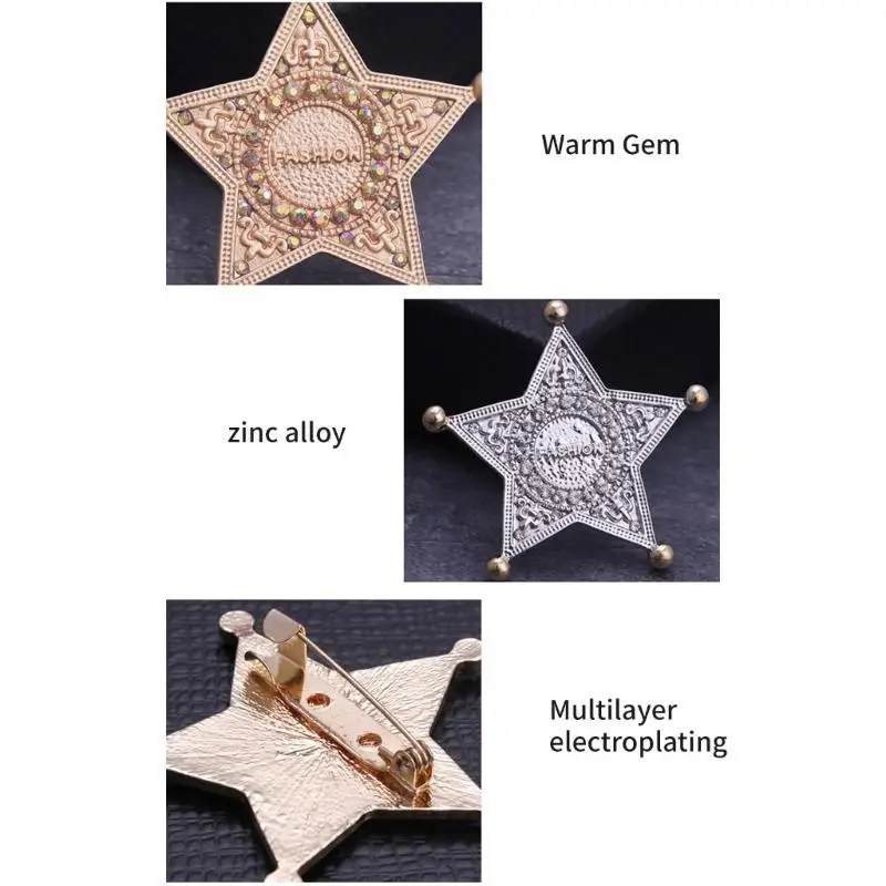 39bd 5 포인트 스타 옷깃 핀 브로치 스타 스웨터 핀 여성 휴가 선물