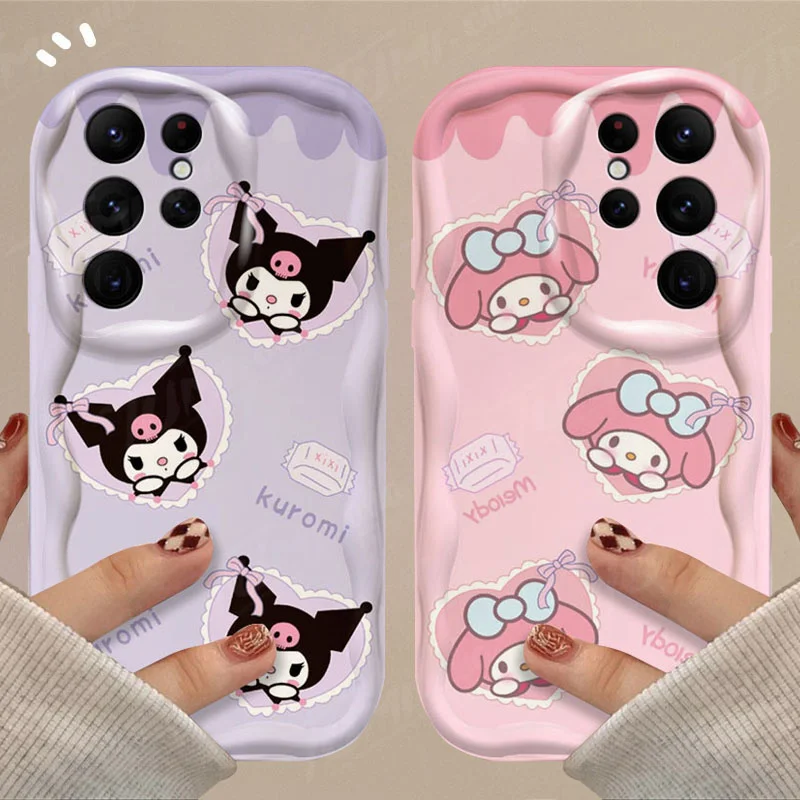 Sanrio Hello Kitty Cinnamoroll Wave etui do Samsung Galaxy S24 Ultra S23 S22 Plus S21 S20 FE A25 A55 A35 5g miękka silikonowa osłona