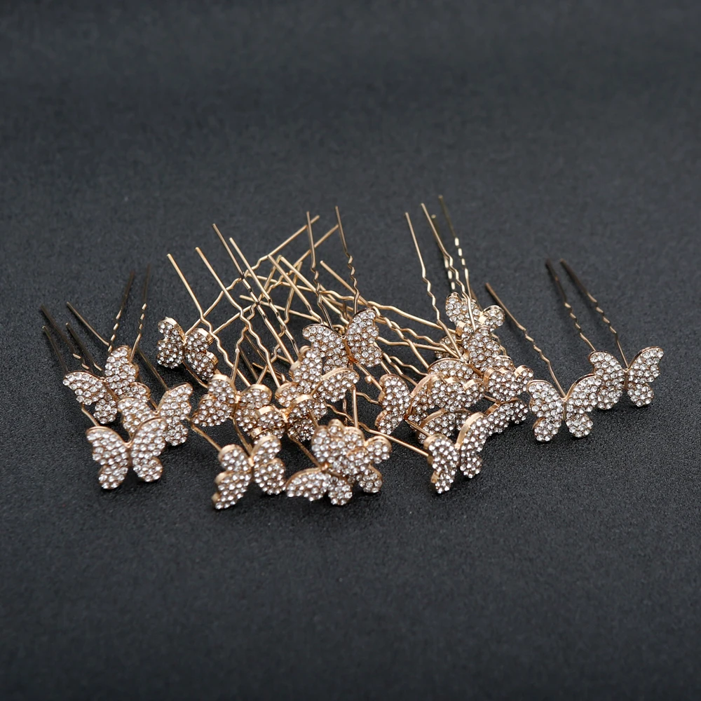 20 pçs moda acessórios para o cabelo de noiva liga floral strass varas de cabelo vintage hanfu borboleta desempenho de cabelo headpieces