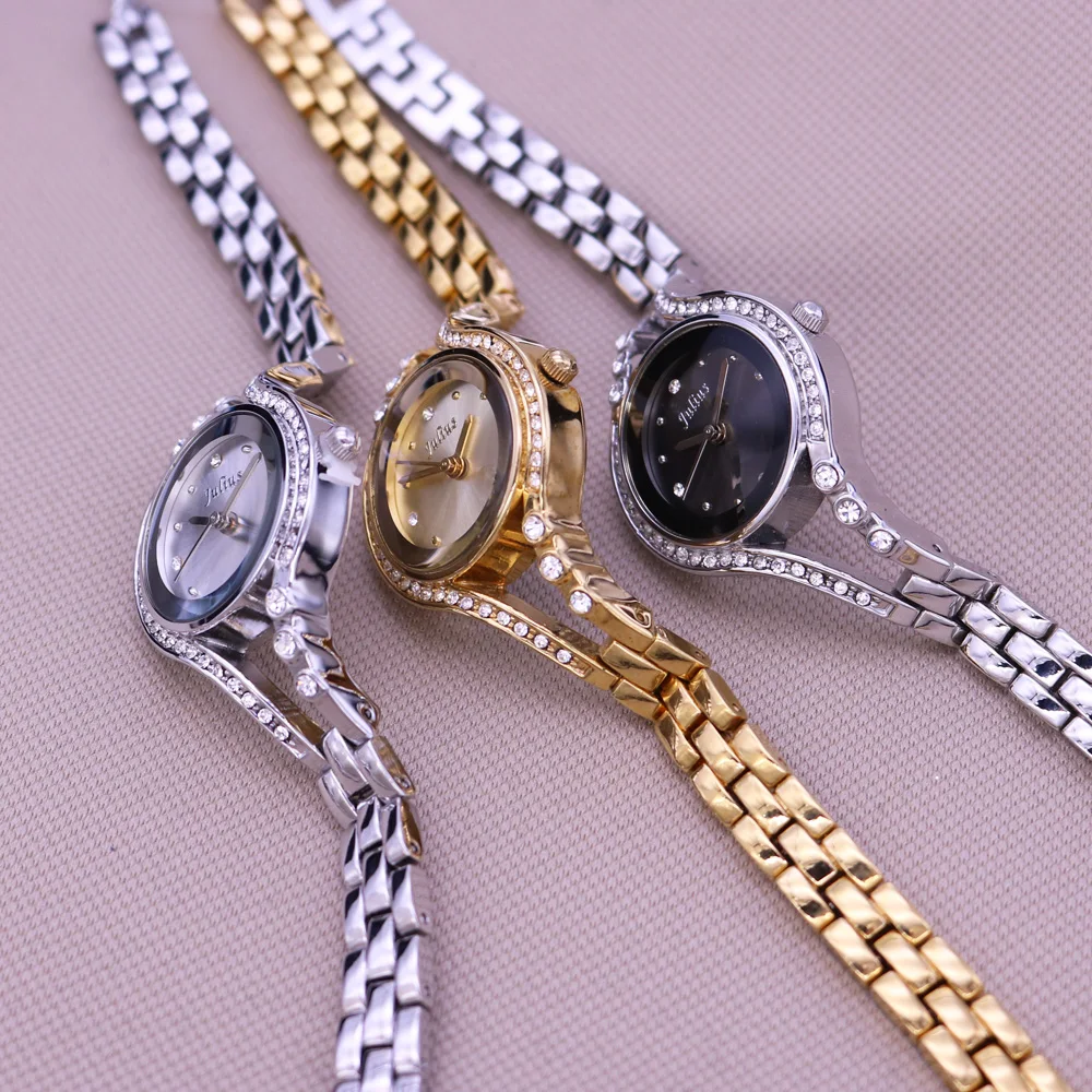Retro Julius Women's Watch Japan Mov't Hours Elegant Classic Fashion Clock Chain Bracelet Girl's Birthday Gift Box