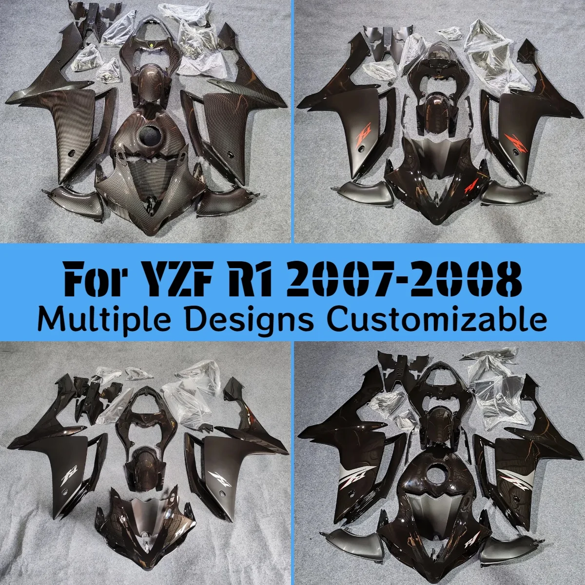 

YZF R1 2007 2008 Fairings for Yamaha YZFR1 07 08 Carbon Fibre Aftermarket Injection Molded Motorcycle Bodywork Full Fairing Kit