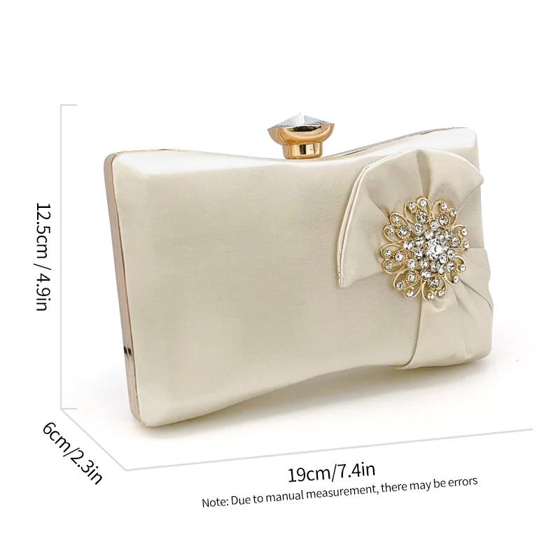 

Elegant Socialite Luxury Satin Dinner Handbag Fashionable Diamond Inlaid Flower Design 2025 Style Women's Fashion Accessory