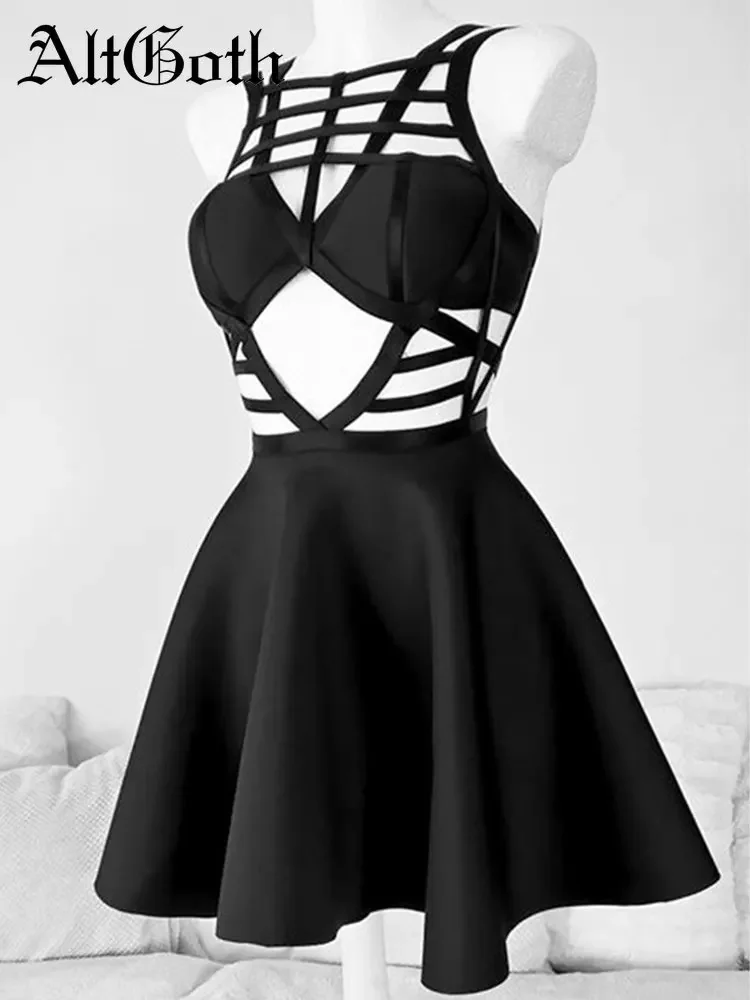 Vestido Corsé Sexy Estilo Gótico para Mujer, Vintage, Streetwear, con Aberturas y Diseño Cruzado, Vestido de Línea A, Emo, Alt, Grunge, Estilo Elfa