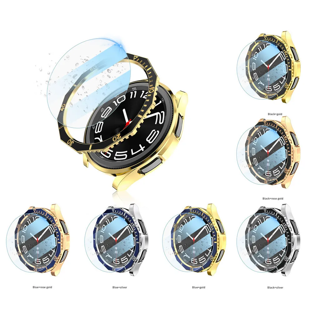 43/47mm Watch Bezel +Tempered Glass Screen Protector Watch Protective Accessories for Samsung Galaxy Watch6 Classic R950/R960