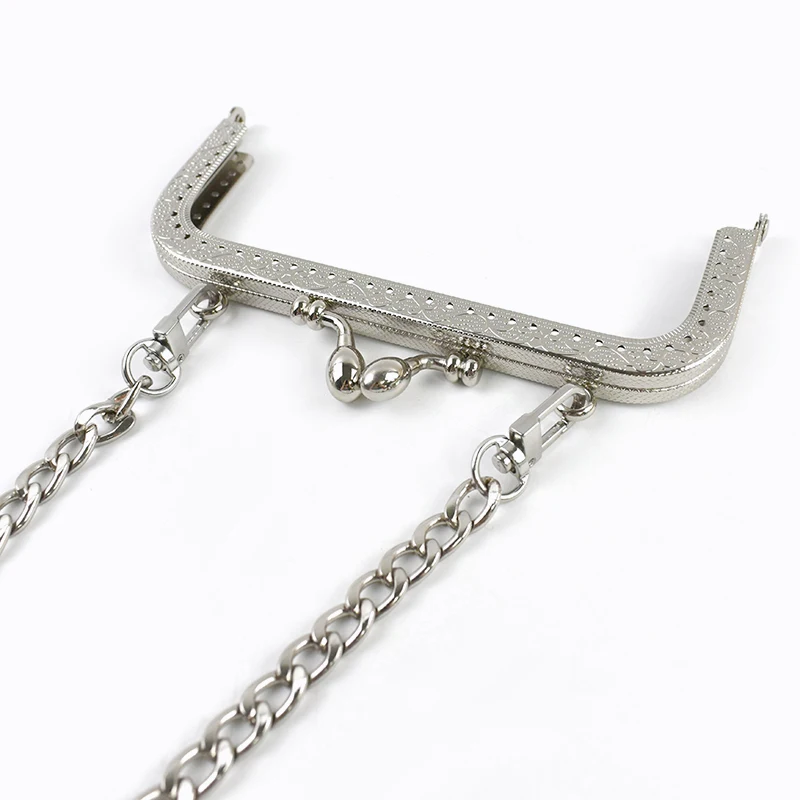 1/2/5Pcs Silver Embossed Metal Purse Frame Kiss Clasp  8.5-20cm Bag Handle for Handbag Wallet WovenBag DIY Handmade Accessories