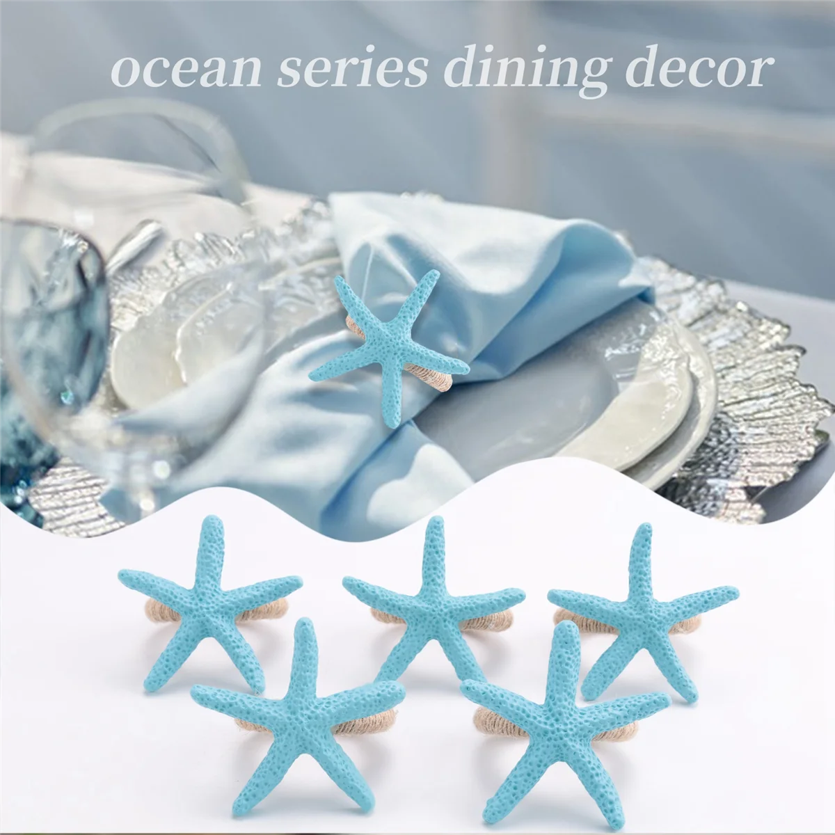 CHCH Starfish Napkin Rings Set of 12 Ocean Coastals Nautical Wedding Holiday Party Beach Table Decor