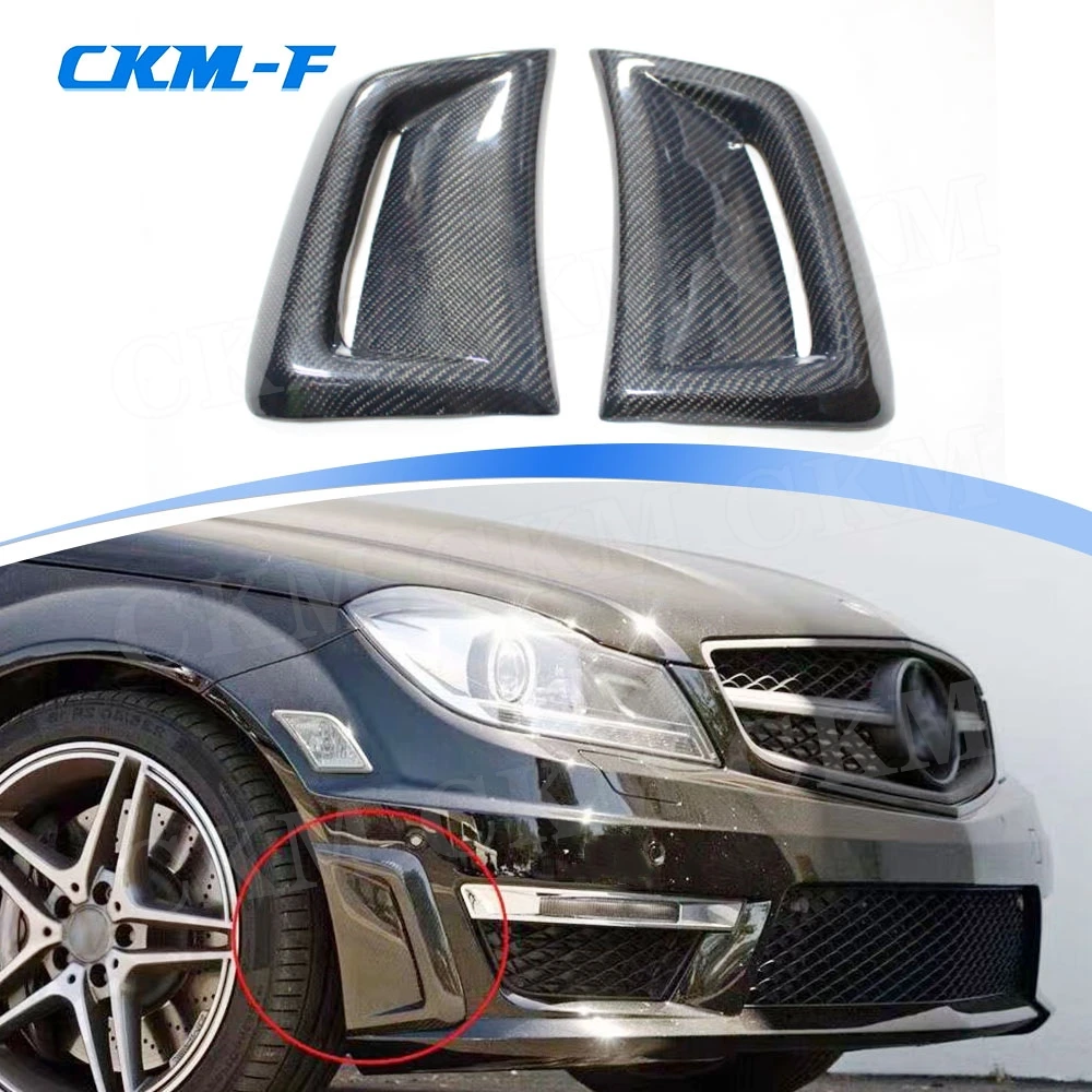 

for Benz C Class W204 C63 AMG 2012 2013 2014 Accessories Carbon Fiber Front Bumper Side Air Vents Trims Cover Stickers Body Kits