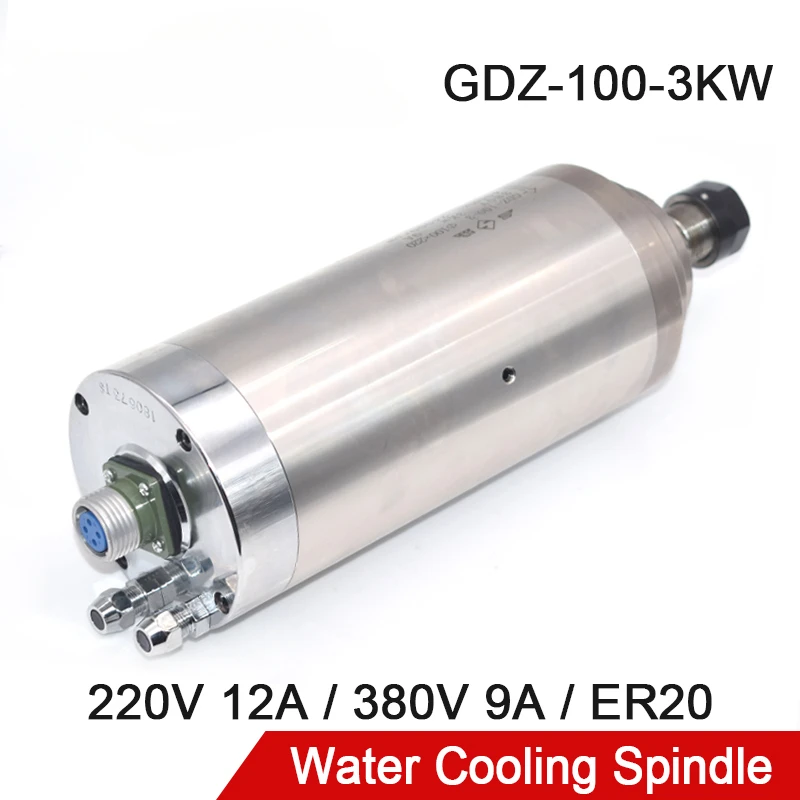 

3kw CNC Router Spindle Motor GDZ-100-3 220V 12A 380V 9A Machine Tool Spindle ER20 400Hz 24000rpm For CNC Milling Router