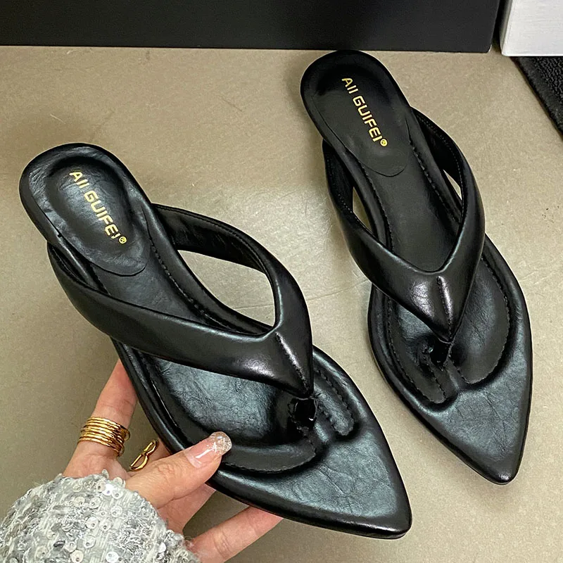 2024 Luxury Footwear Wedges Slides Slippers Women Shoes Female Shallow Fashion Pointed Toe Ladies Slippers Shoes Sandals